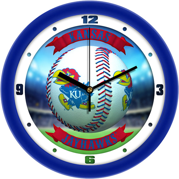 Kansas Jayhawks Wall Clock - Baseball Home Run