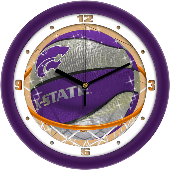 Kansas State Wall Clock - Basketball Slam Dunk