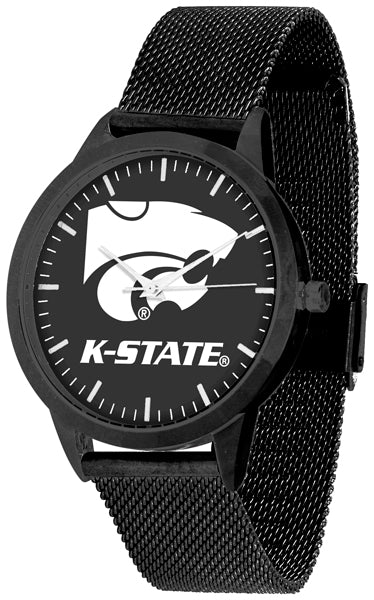 Kansas State Statement Mesh Band Unisex Watch - Black - Black Dial