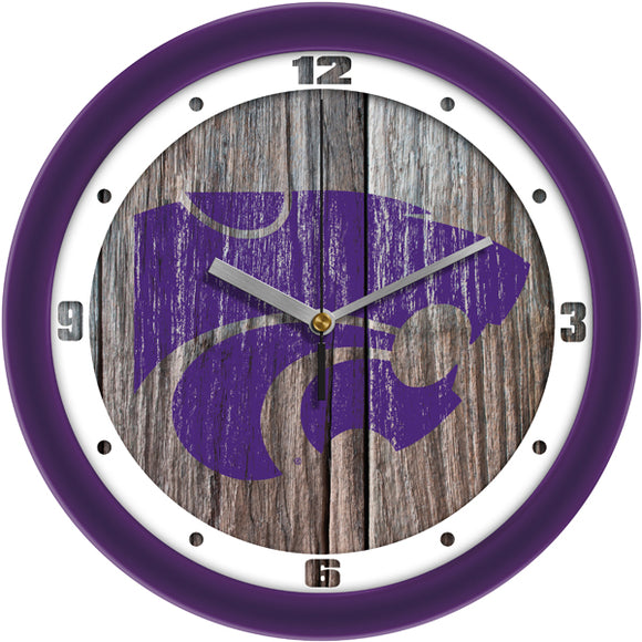 Kansas State Wall Clock - Weathered Wood