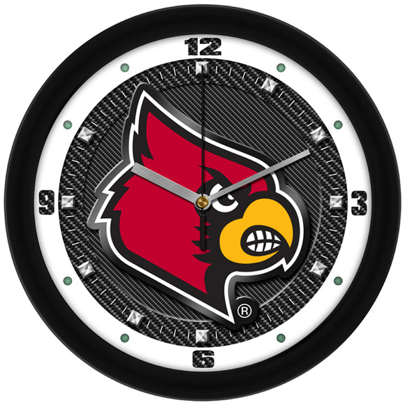 Louisville Cardinals Wall Clock - Carbon Fiber Textured