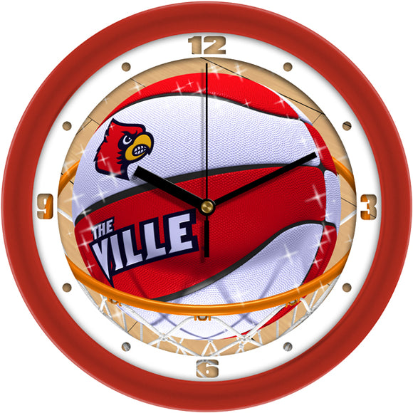 Louisville Cardinals Wall Clock - Basketball Slam Dunk