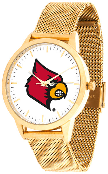 Louisville Cardinals Statement Mesh Band Unisex Watch - Gold