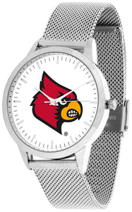 Louisville Cardinals Statement Mesh Band Unisex Watch - Silver