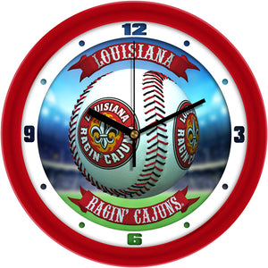 Louisiana Ragin' Cajuns Wall Clock - Baseball Home Run
