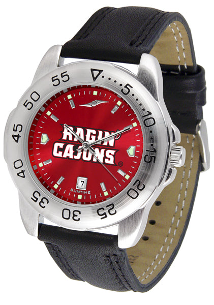 Louisiana Ragin' Cajuns Sport Leather Men’s Watch - AnoChrome