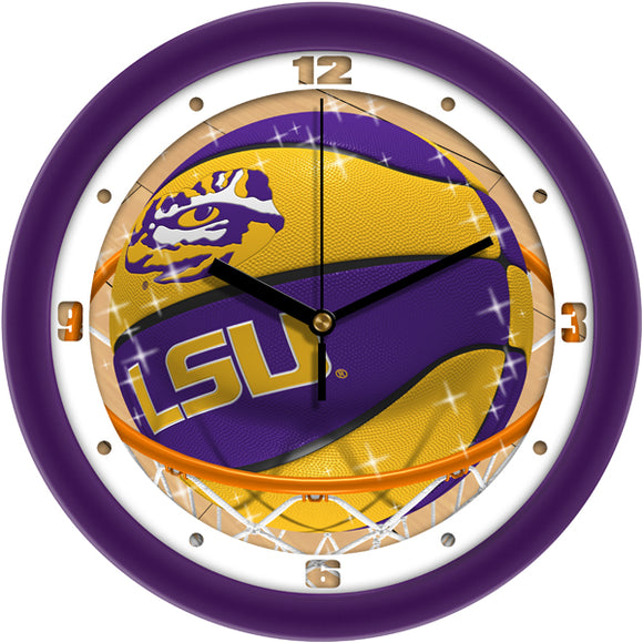 LSU Tigers Wall Clock - Basketball Slam Dunk