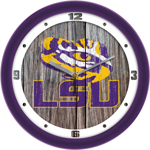 LSU Tigers Wall Clock - Weathered Wood