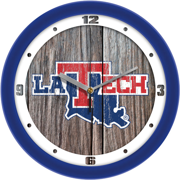 Louisiana Tech Wall Clock - Weathered Wood