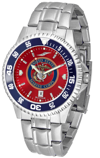 US Marines Competitor Steel Men’s Watch - AnoChrome- Color Bezel