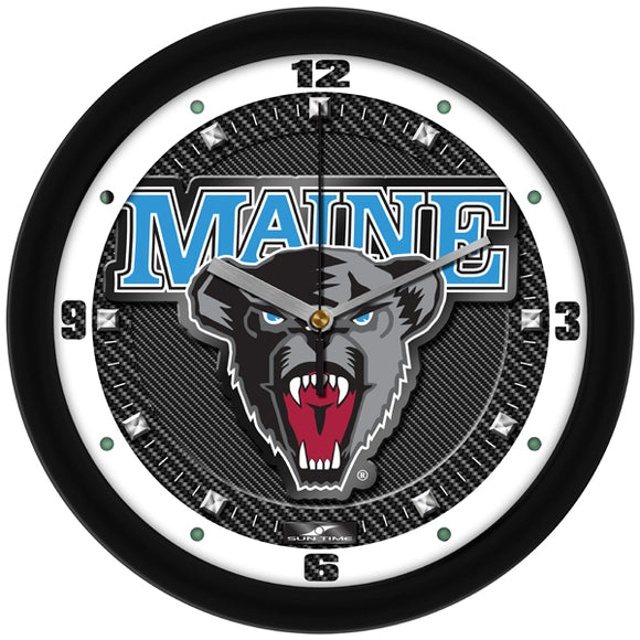 Maine Black Bears Wall Clock - Carbon Fiber Textured