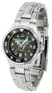 Maine Black Bears Competitor Steel Ladies Watch - AnoChrome - Color Bezel