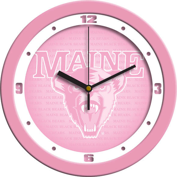 Maine Black Bears Wall Clock - Pink