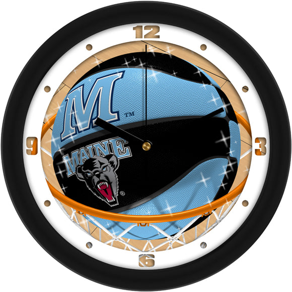 Maine Black Bears Wall Clock - Basketball Slam Dunk