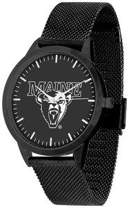 Maine Black Bears Statement Mesh Band Unisex Watch - Black - Black Dial