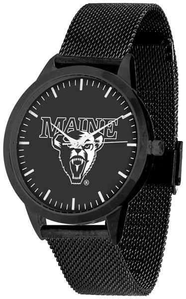 Maine Black Bears Statement Mesh Band Unisex Watch - Black - Black Dial