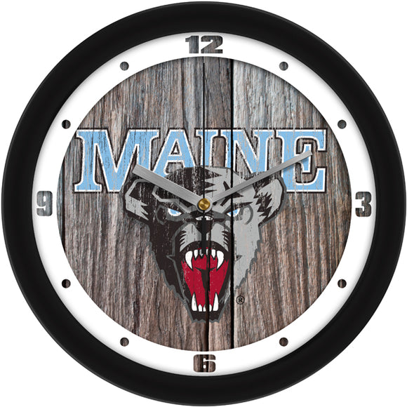 Maine Black Bears Wall Clock - Weathered Wood
