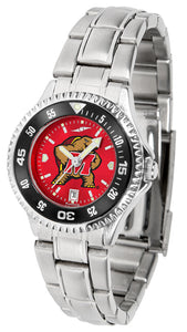 Maryland Terrapins Competitor Steel Ladies Watch - AnoChrome - Color Bezel