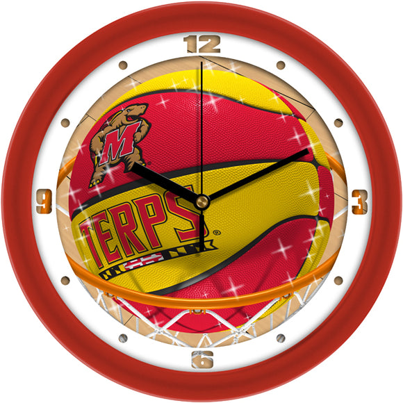 Maryland Terrapins Wall Clock - Basketball Slam Dunk