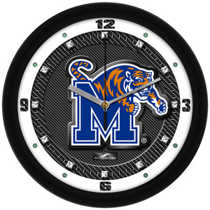 Memphis Tigers Wall Clock - Carbon Fiber Textured