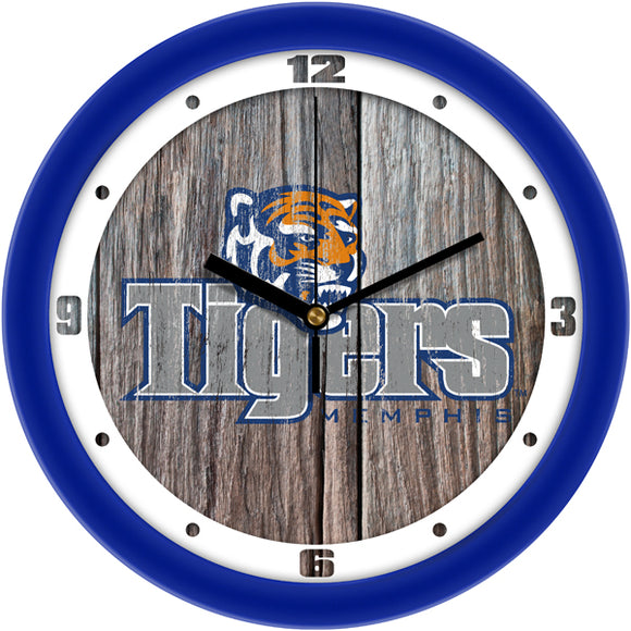 Memphis Tigers Wall Clock - Weathered Wood