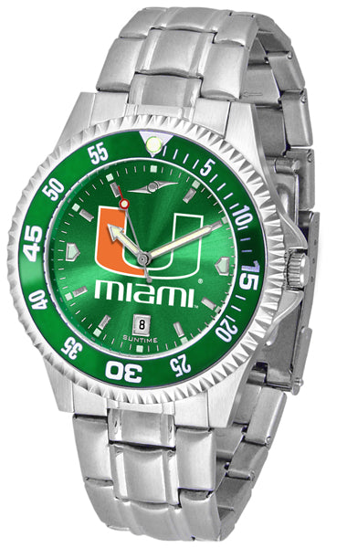 Miami Hurricanes Competitor Steel Men’s Watch - AnoChrome- Color Bezel