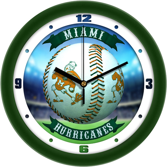 Miami Hurricanes Wall Clock - Baseball Home Run