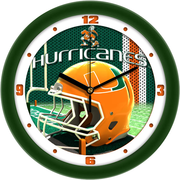 Miami Hurricanes Wall Clock - Football Helmet