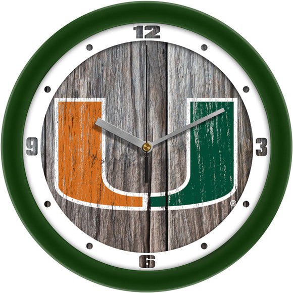 Miami Hurricanes Wall Clock - Weathered Wood