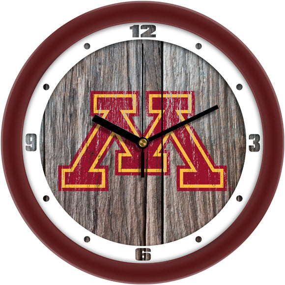 Minnesota Gophers Wall Clock - Weathered Wood