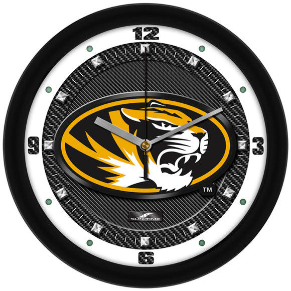 Missouri Tigers Wall Clock - Carbon Fiber Textured