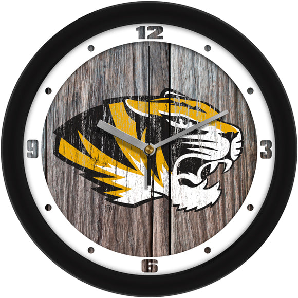 Missouri Tigers Wall Clock - Weathered Wood