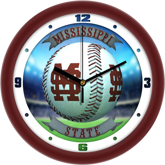 Mississippi State Wall Clock - Baseball Home Run