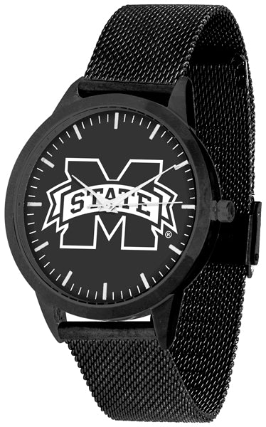 Mississippi State Statement Mesh Band Unisex Watch - Black - Black Dial