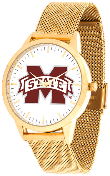 Mississippi State Statement Mesh Band Unisex Watch - Gold