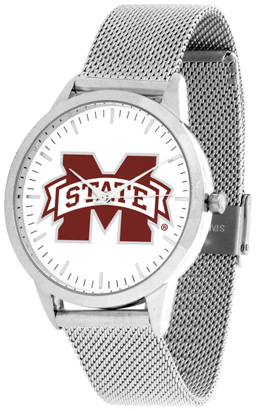 Mississippi State Statement Mesh Band Unisex Watch - Silver