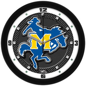 McNeese State Wall Clock - Carbon Fiber Textured