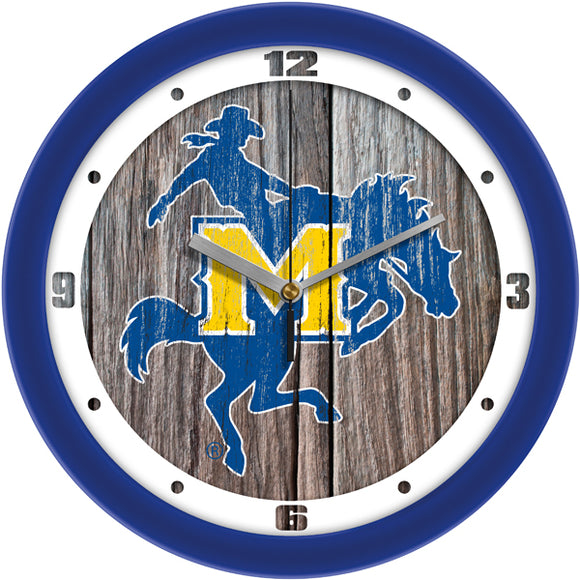 McNeese State Wall Clock - Weathered Wood
