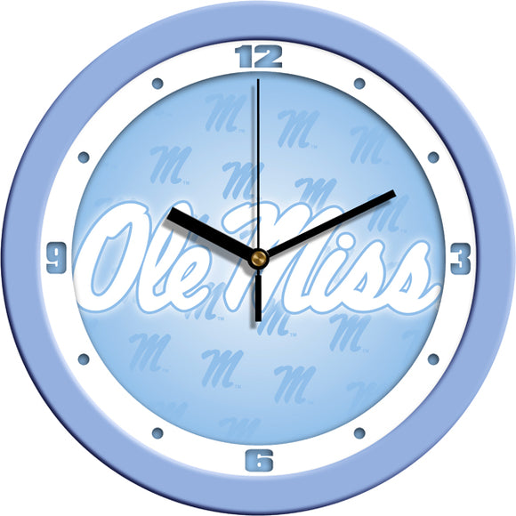 Mississippi Rebels Wall Clock - Baby Blue