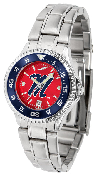 Mississippi Rebels Competitor Steel Ladies Watch - AnoChrome - Color Bezel