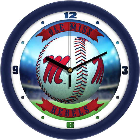 Mississippi Rebels Wall Clock - Baseball Home Run