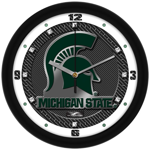 Michigan State Wall Clock - Carbon Fiber Textured