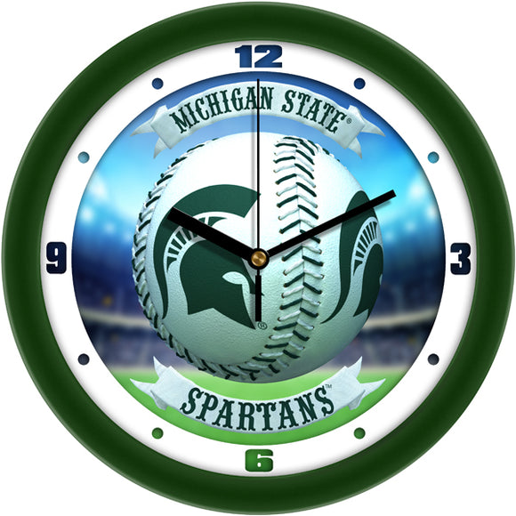 Michigan State Wall Clock - Baseball Home Run