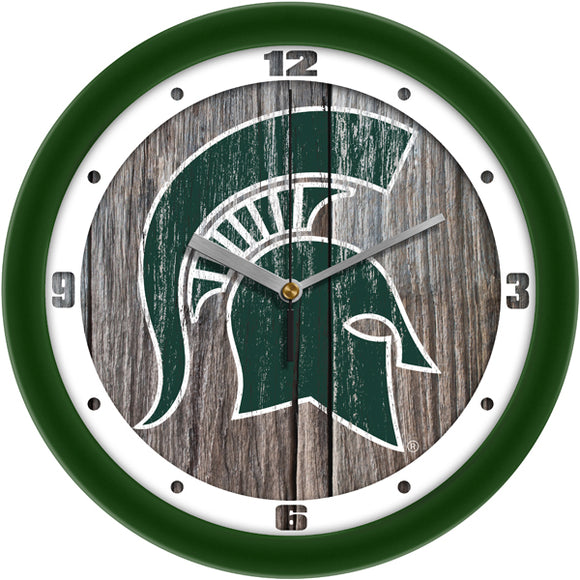 Michigan State Wall Clock - Weathered Wood