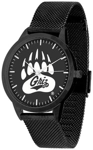 Montana Grizzlies Statement Mesh Band Unisex Watch - Black - Black Dial