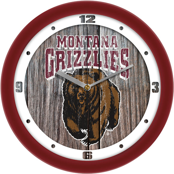 Montana Grizzlies Wall Clock - Weathered Wood