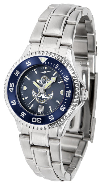 Navy Midshipmen Competitor Steel Ladies Watch - AnoChrome - Color Bezel