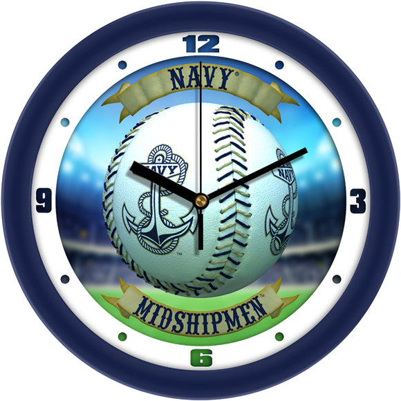 Navy Midshipmen Wall Clock - Baseball Home Run