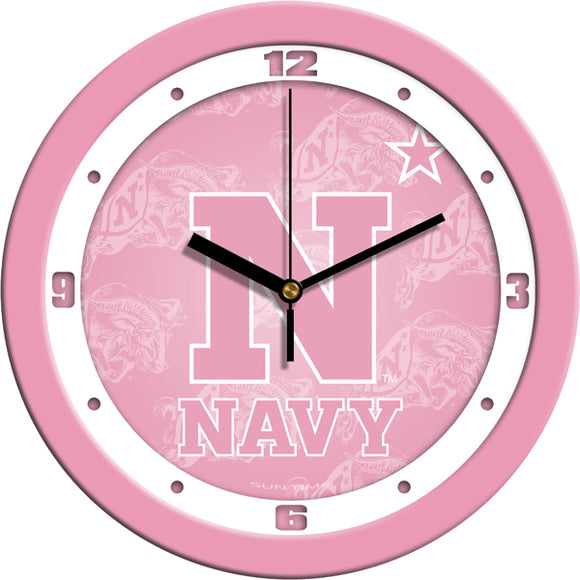 Navy Midshipmen Wall Clock - Pink