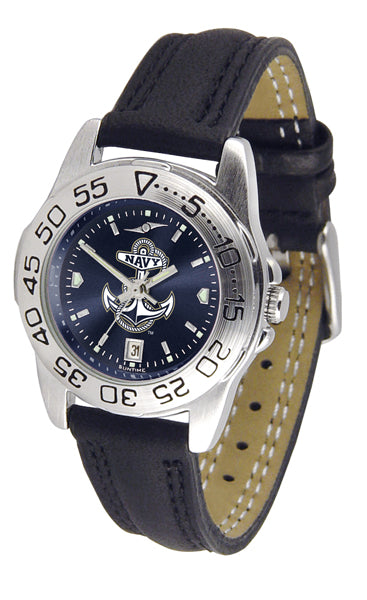 Navy Midshipmen Sport Leather Ladies Watch - AnoChrome